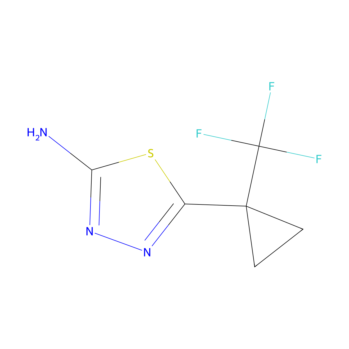 5-(1-(Trifluoromethyl)cyclopropyl)-1,3,4-thiadiazol-2-amine molecular structure, CAS 1140917-14-1