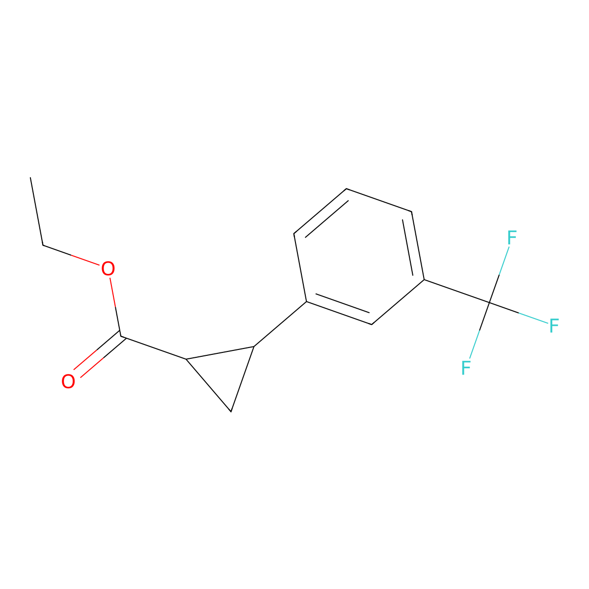 2-(3-Trifluoromethyl-phenyl)-cyclopropanecarboxylic acid ethyl ester molecular structure, CAS 114095-57-7