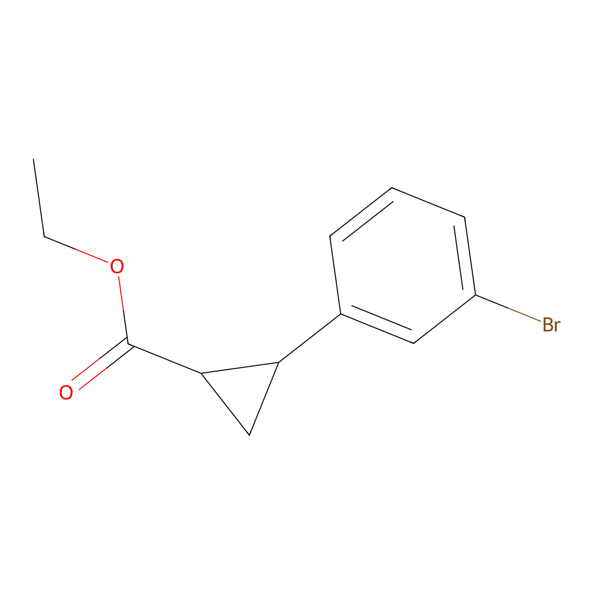 Rel-ethyl (1R,2R)-2-(3-bromophenyl)cyclopropane-1-carboxylate molecular structure, CAS 114095-58-8