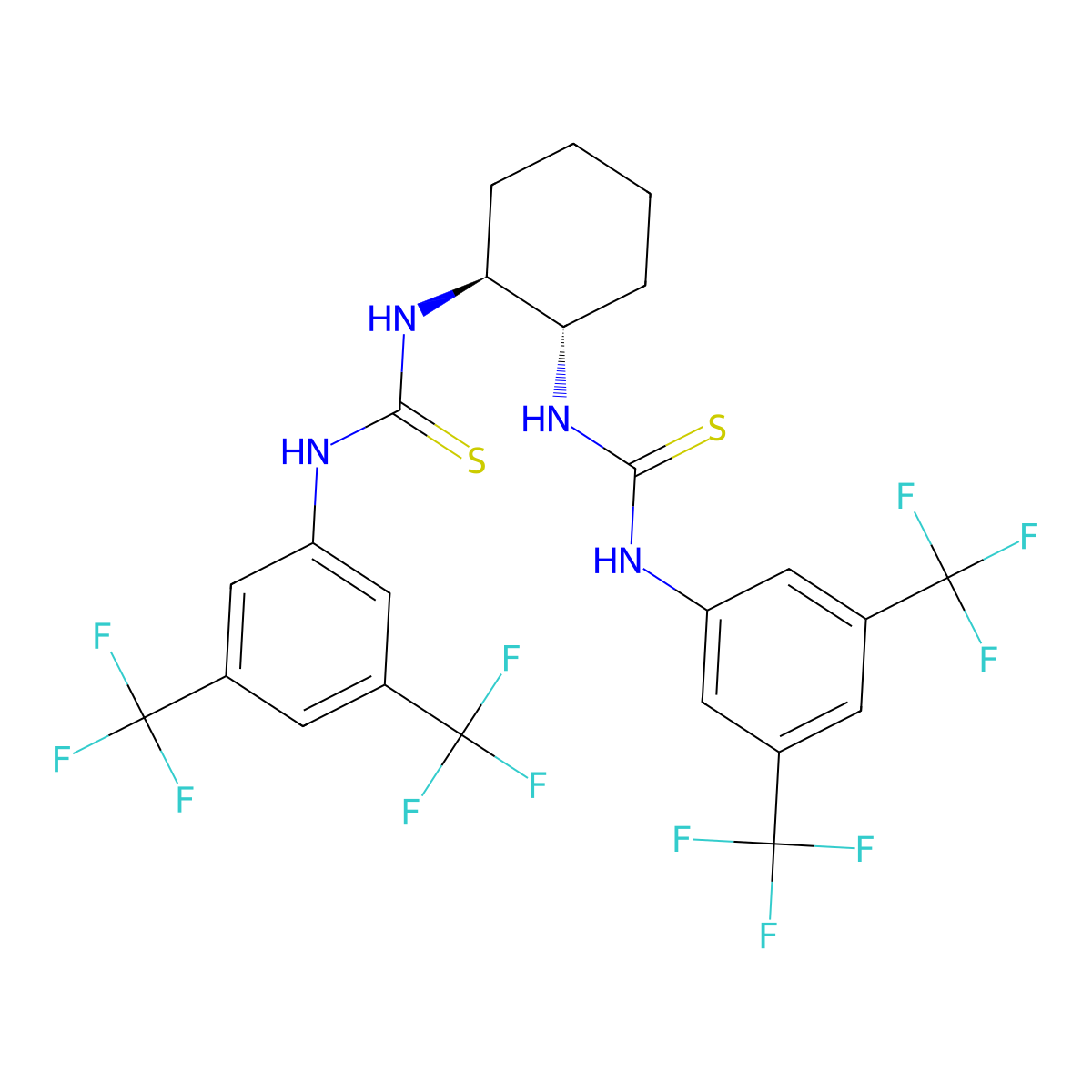 N,N'-(1S,2S)-1,2-Cyclohexanediylbis[N'-[3,5-bis(trifluoromethyl)phenyl]thiourea molecular structure, CAS 1140969-69-2
