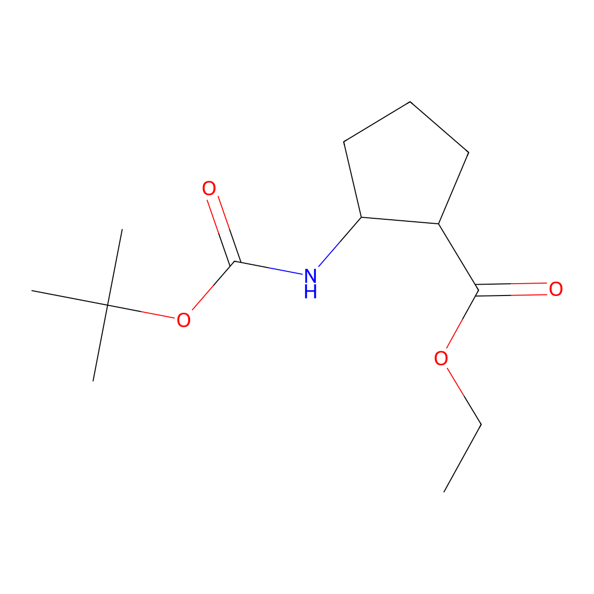 Ethyl (1S,2R)-2-(boc-amino)cyclopentanecarboxylate molecular structure, CAS 1140972-31-1