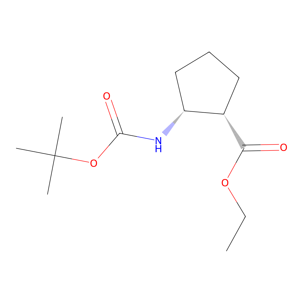 Ethyl (1S,2R)-2-(boc-amino)cyclopentanecarboxylate molecular structure, CAS 1140972-31-1