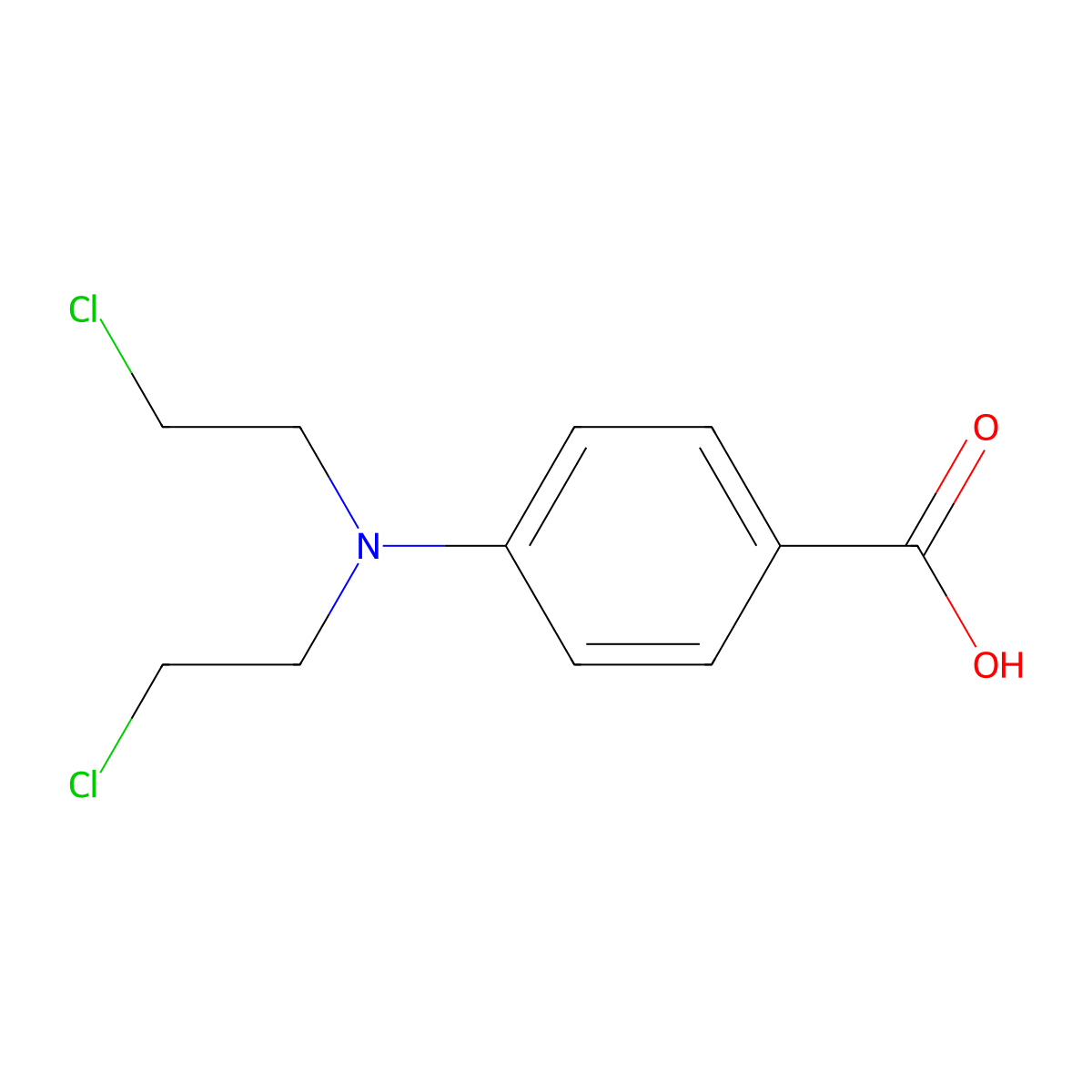 4-(Bis(2-chloroethyl)amino)benzoic acid molecular structure, CAS 1141-37-3