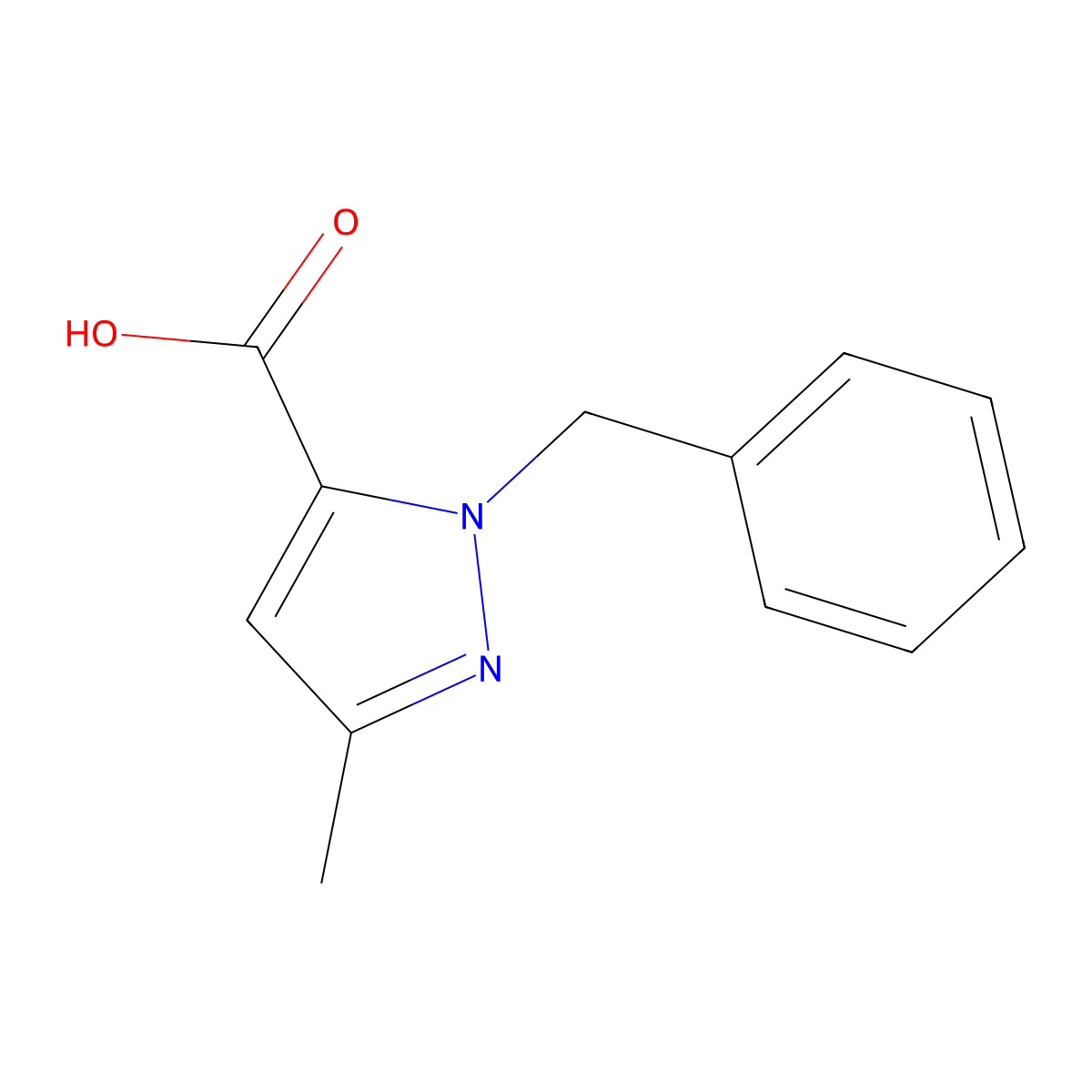 Pyrazole-5-carboxylic acid, 1-benzyl-3-methyl- molecular structure, CAS 1141-70-4