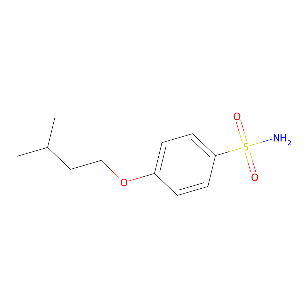 4-(3-Methylbutoxy)benzene-1-sulfonamide molecular structure, CAS 1141-92-0