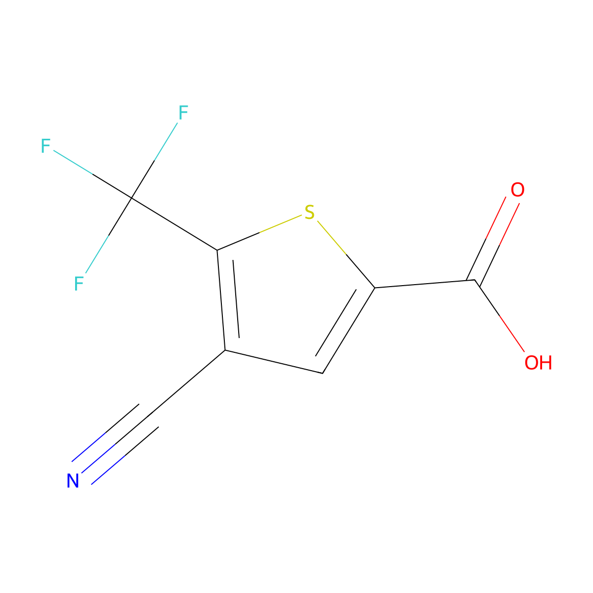 4-Cyano-5-(trifluoromethyl)thiophene-2-carboxylic acid molecular structure, CAS 1141015-48-6
