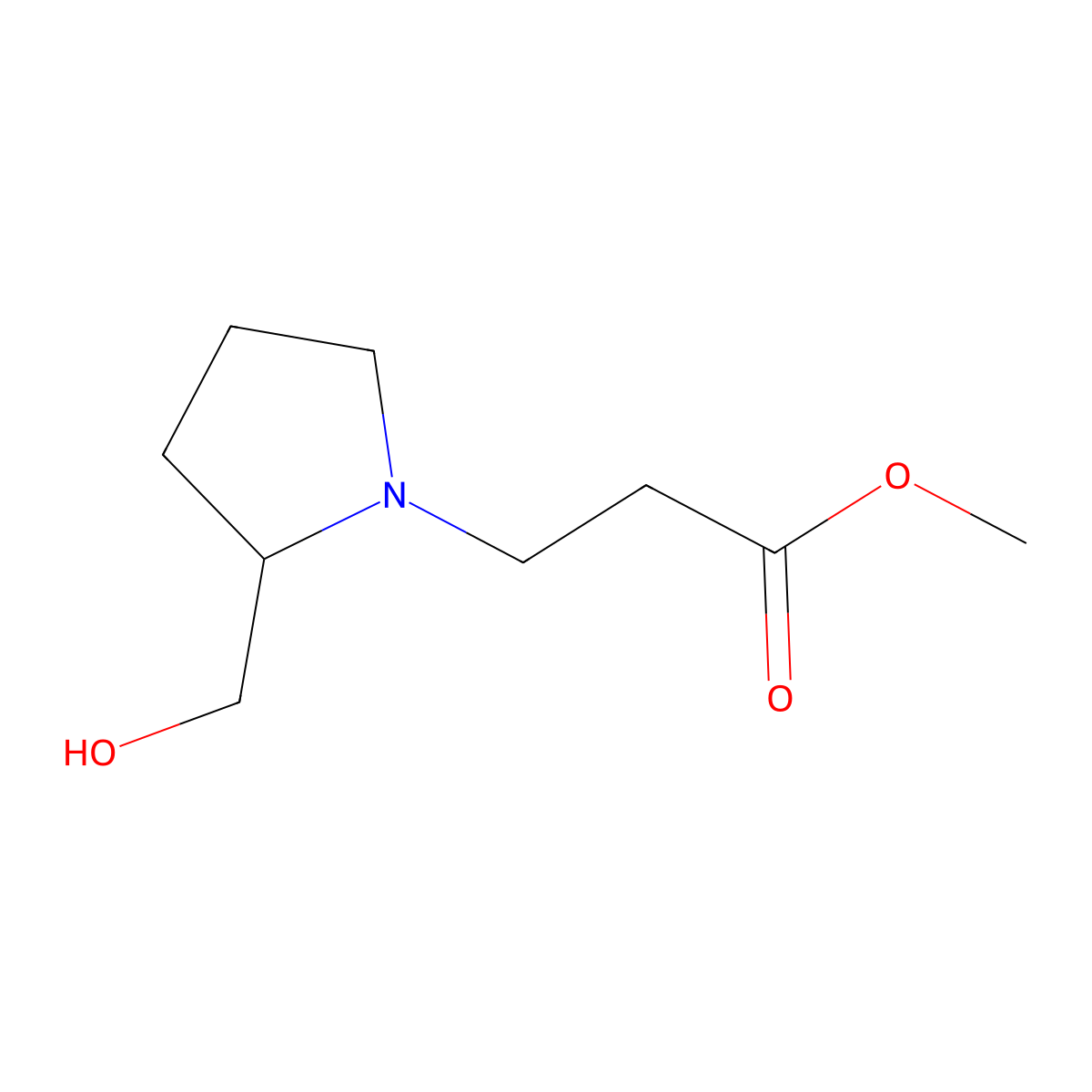methyl 3-[(2S)-2-(hydroxymethyl)pyrrolidin-1-yl]propanoate molecular structure, CAS 114106-84-2