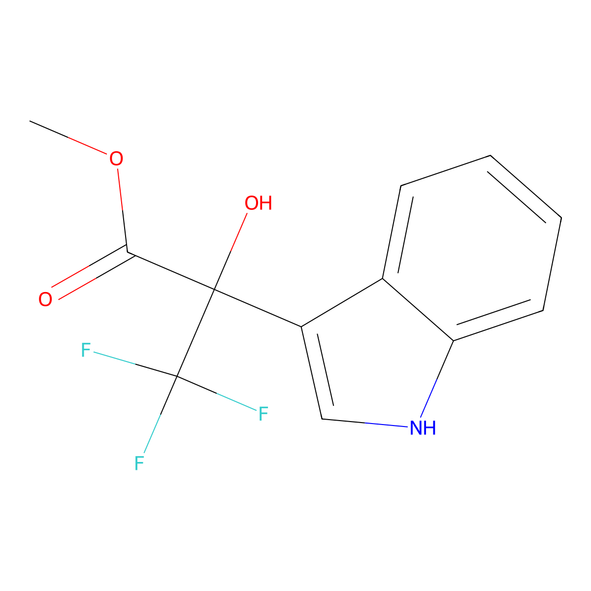 Methyl 3,3,3-trifluoro-2-hydroxy-2-(1H-indol-3-yl)propanoate molecular structure, CAS 114125-58-5