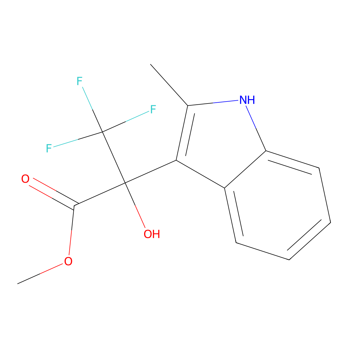 Methyl alpha-hydroxy-2-methyl-alpha-(trifluoromethyl)-1H-indole-3-acetate molecular structure, CAS 114125-59-6