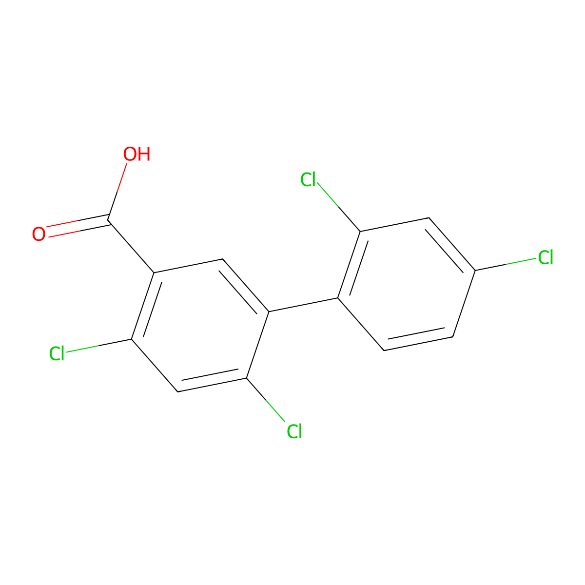2',4,4',6-Tetrachloro[1,1'-biphenyl]-3-carboxylic acid molecular structure, CAS 1141365-29-8