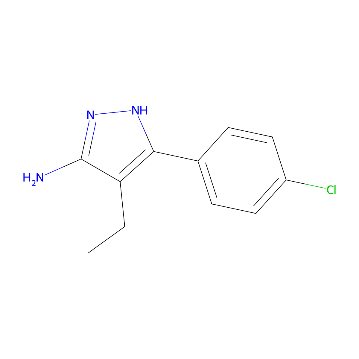 3-(4-chlorophenyl)-4-ethyl-1H-pyrazol-5-amine molecular structure, CAS 1141405-11-9