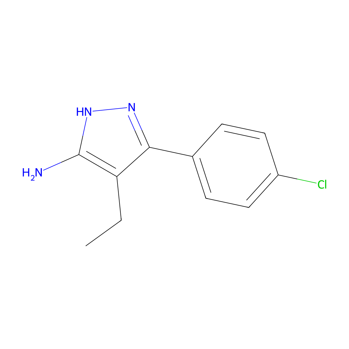 3-(4-chlorophenyl)-4-ethyl-1H-pyrazol-5-amine molecular structure, CAS 1141405-11-9