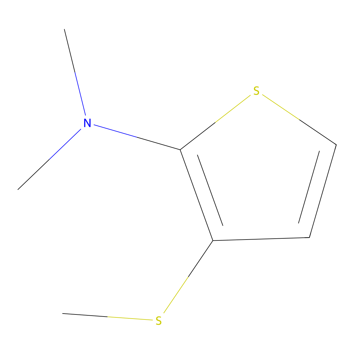 2-Thiophenamine, N,N-dimethyl-3-(methylthio)- molecular structure, CAS 114143-32-7