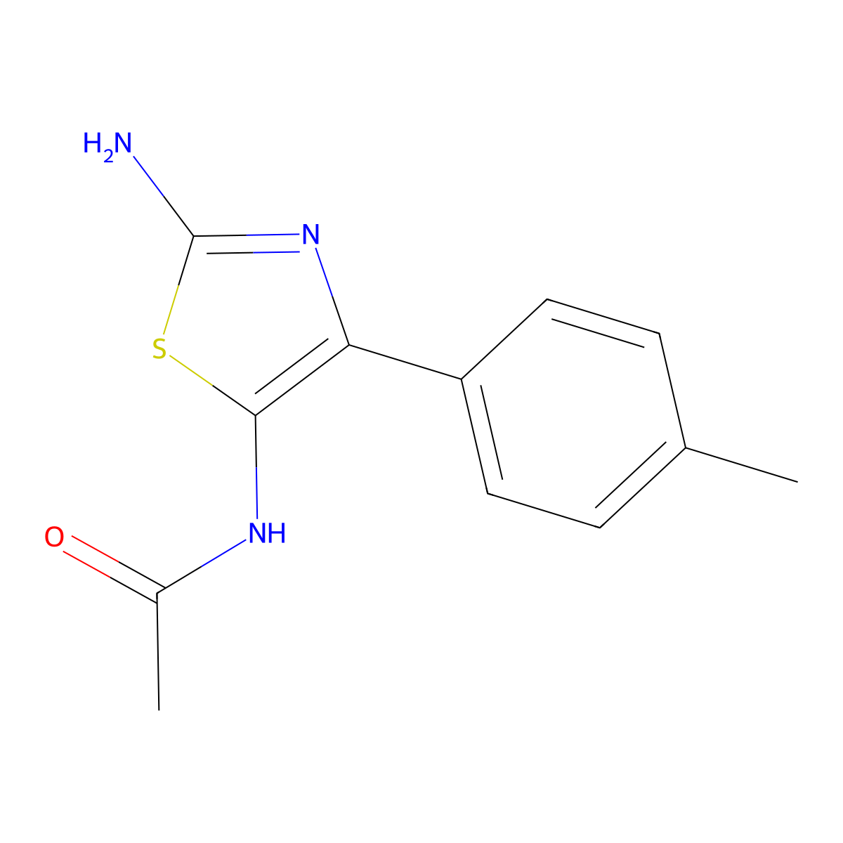 N-[2-amino-4-(4-methylphenyl)-1,3-thiazol-5-yl]acetamide molecular structure, CAS 1141433-28-4