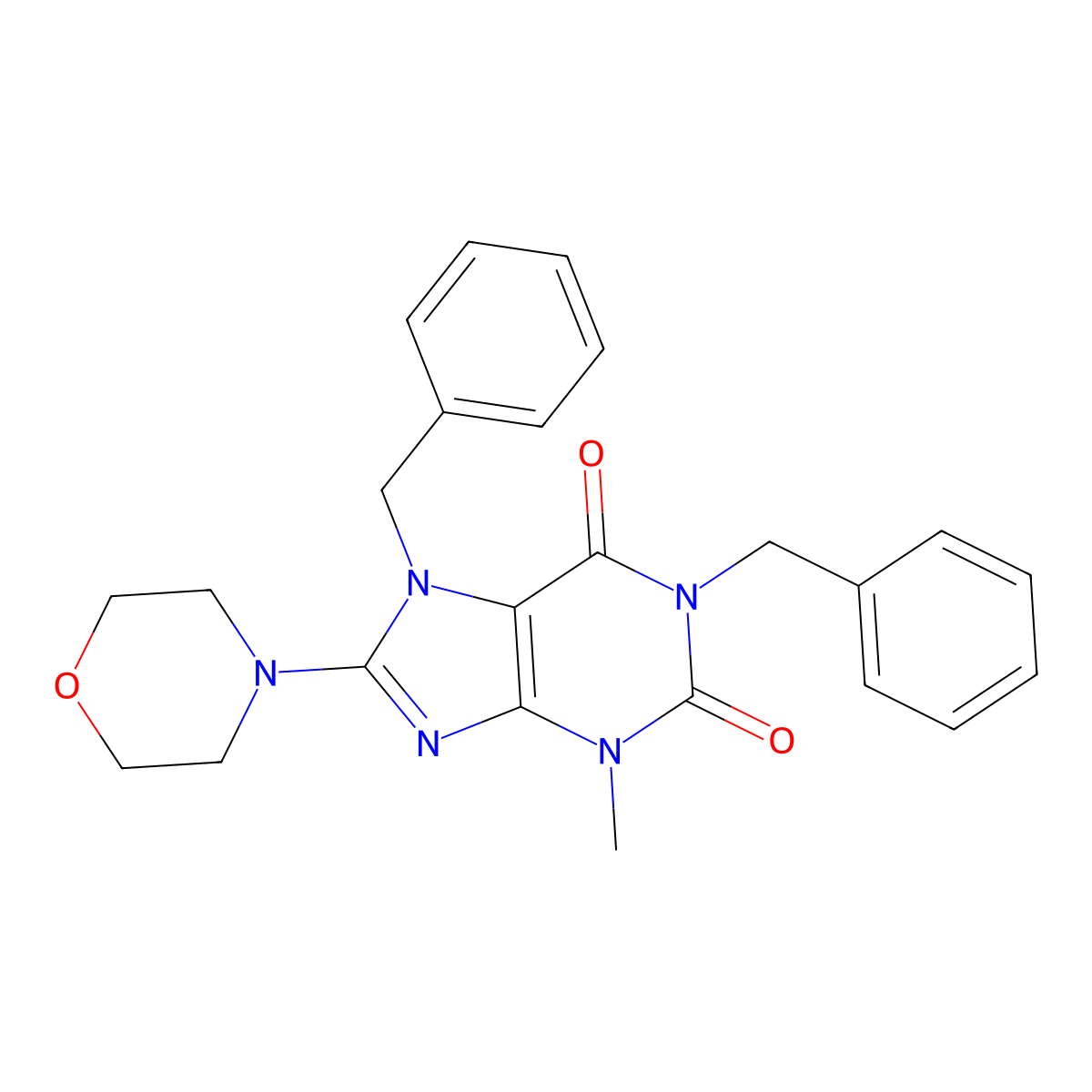 1,7-Dibenzyl-3-methyl-8-morpholin-4-ylpurine-2,6-dione molecular structure, CAS 114145-36-7