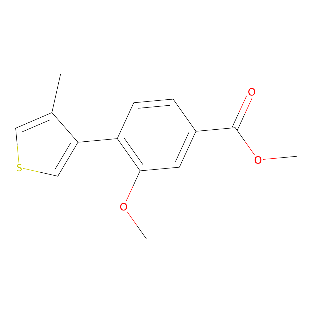 Methyl 3-methoxy-4-(4-methyl-3-thienyl)benzoate molecular structure, CAS 1141473-69-9