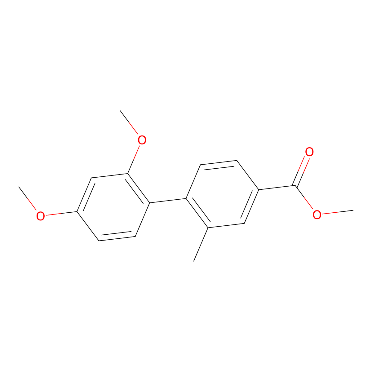 Methyl 2',4'-dimethoxy-2-methylbiphenyl-4-carboxylate molecular structure, CAS 1141473-71-3
