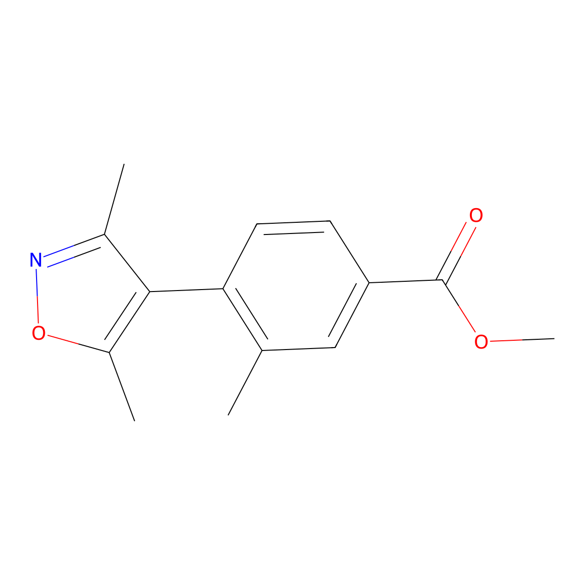 Methyl 4-(3,5-dimethylisoxazol-4-yl)-3-methylbenzoate molecular structure, CAS 1141473-74-6
