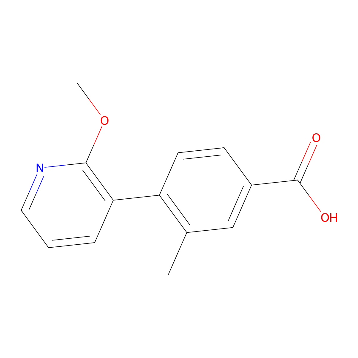4-(2-Methoxypyridin-3-yl)-3-methylbenzoic acid molecular structure, CAS 1141473-75-7