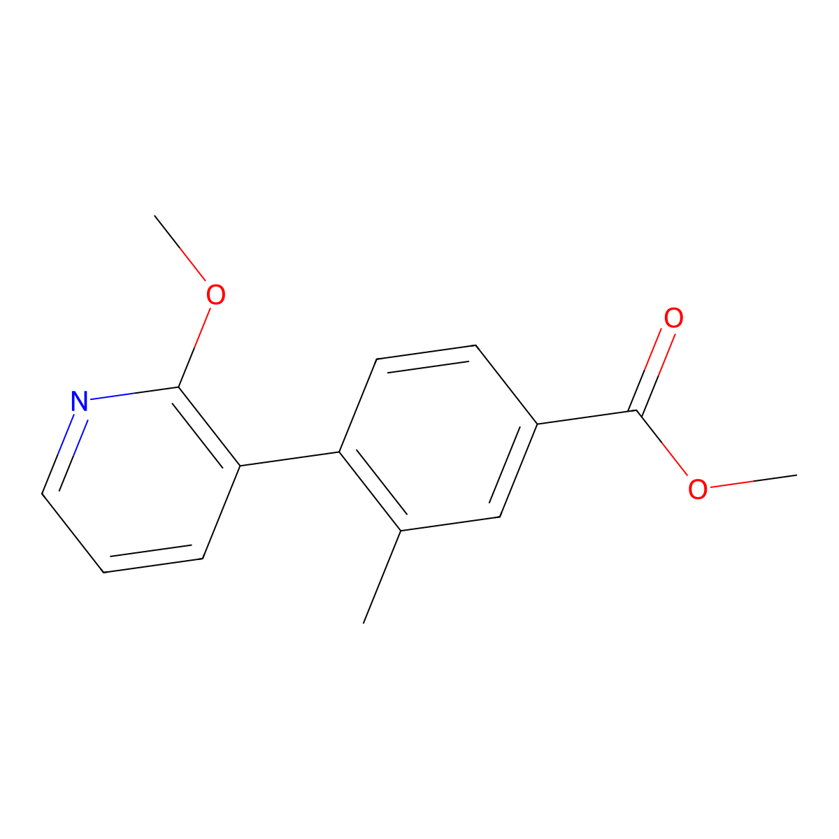 Methyl 4-(2-methoxypyridin-3-yl)-3-methylbenzoate molecular structure, CAS 1141473-76-8