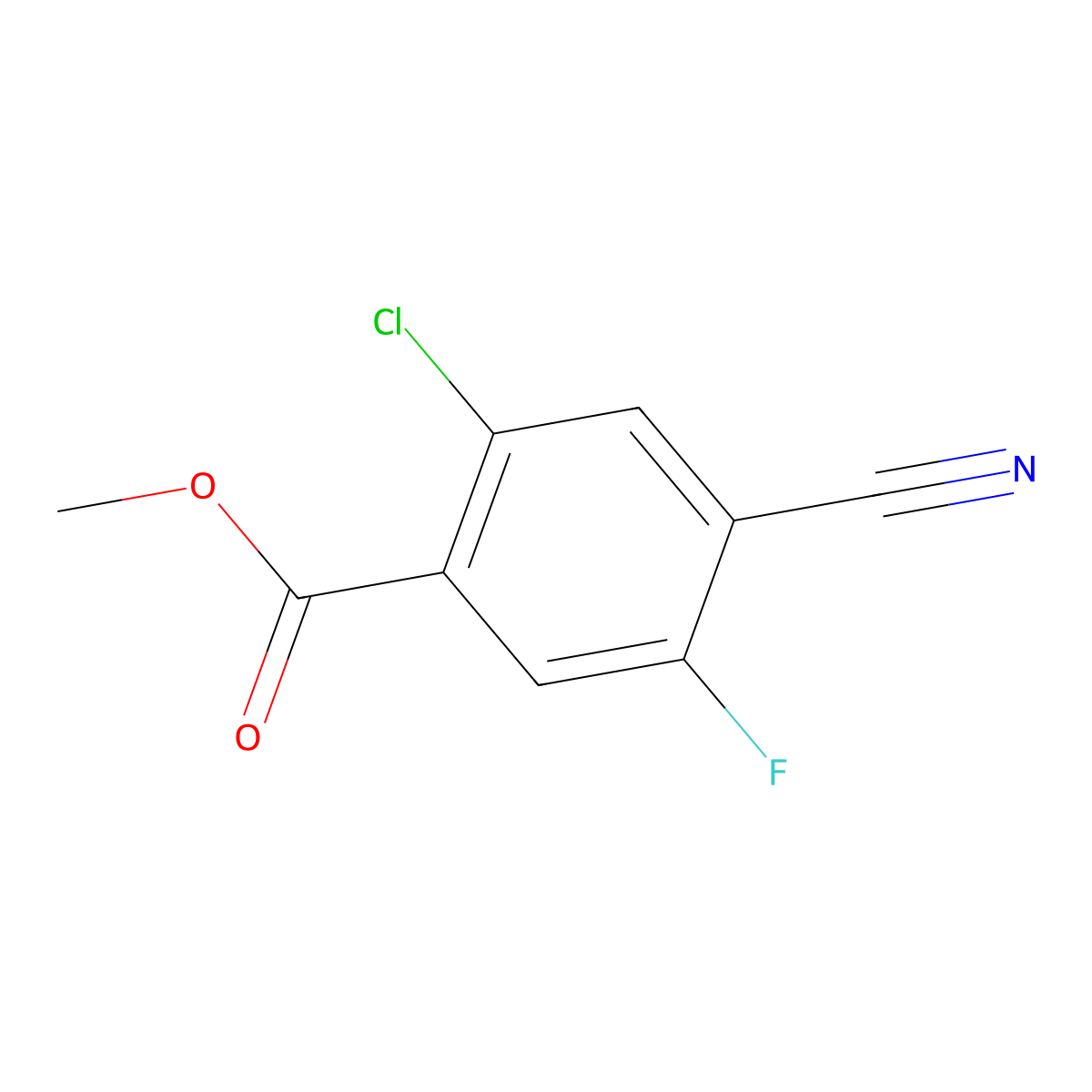 Methyl 2-chloro-4-cyano-5-fluorobenzoate molecular structure, CAS 1141474-26-1