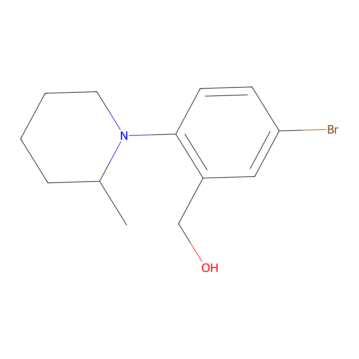 (5-Bromo-2-(2-methylpiperidin-1-YL)phenyl)methanol molecular structure, CAS 1141474-34-1