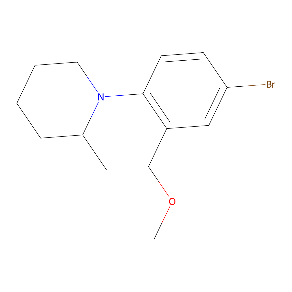 1-(4-Bromo-2-(methoxymethyl)phenyl)-2-methylpiperidine molecular structure, CAS 1141474-35-2