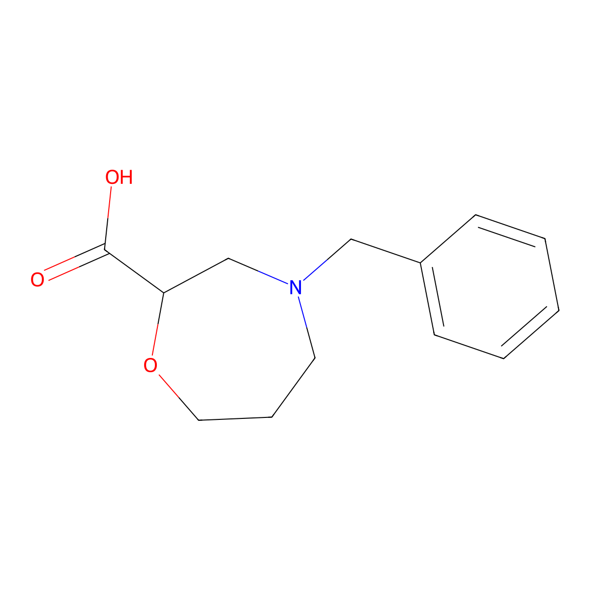 4-Benzyl-1,4-oxazepane-2-carboxylic acid molecular structure, CAS 1141669-59-1