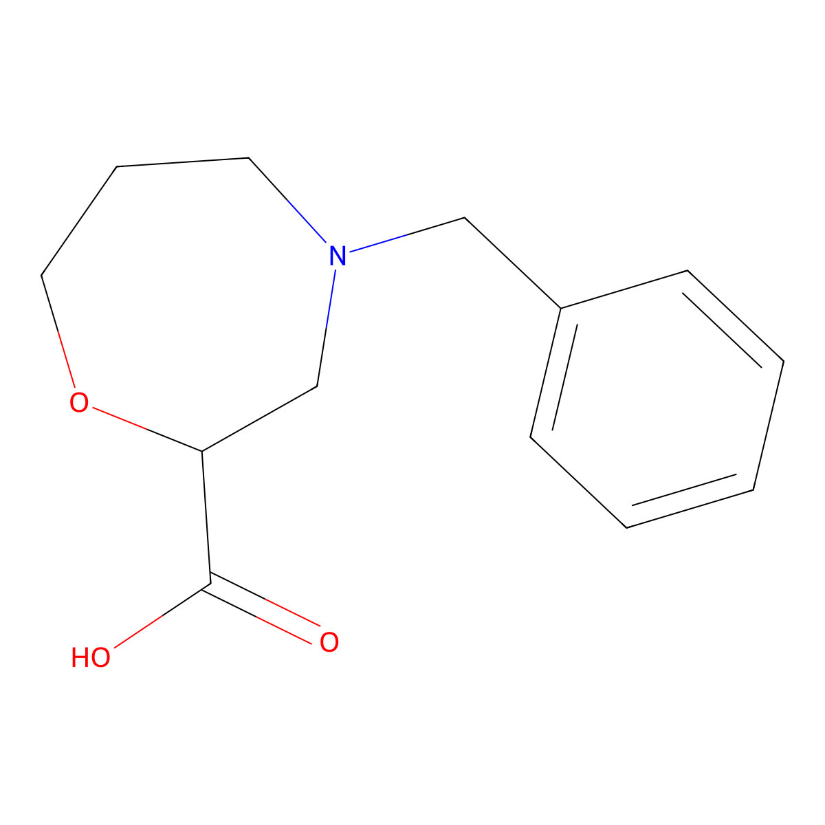 4-Benzyl-1,4-oxazepane-2-carboxylic acid molecular structure, CAS 1141669-59-1