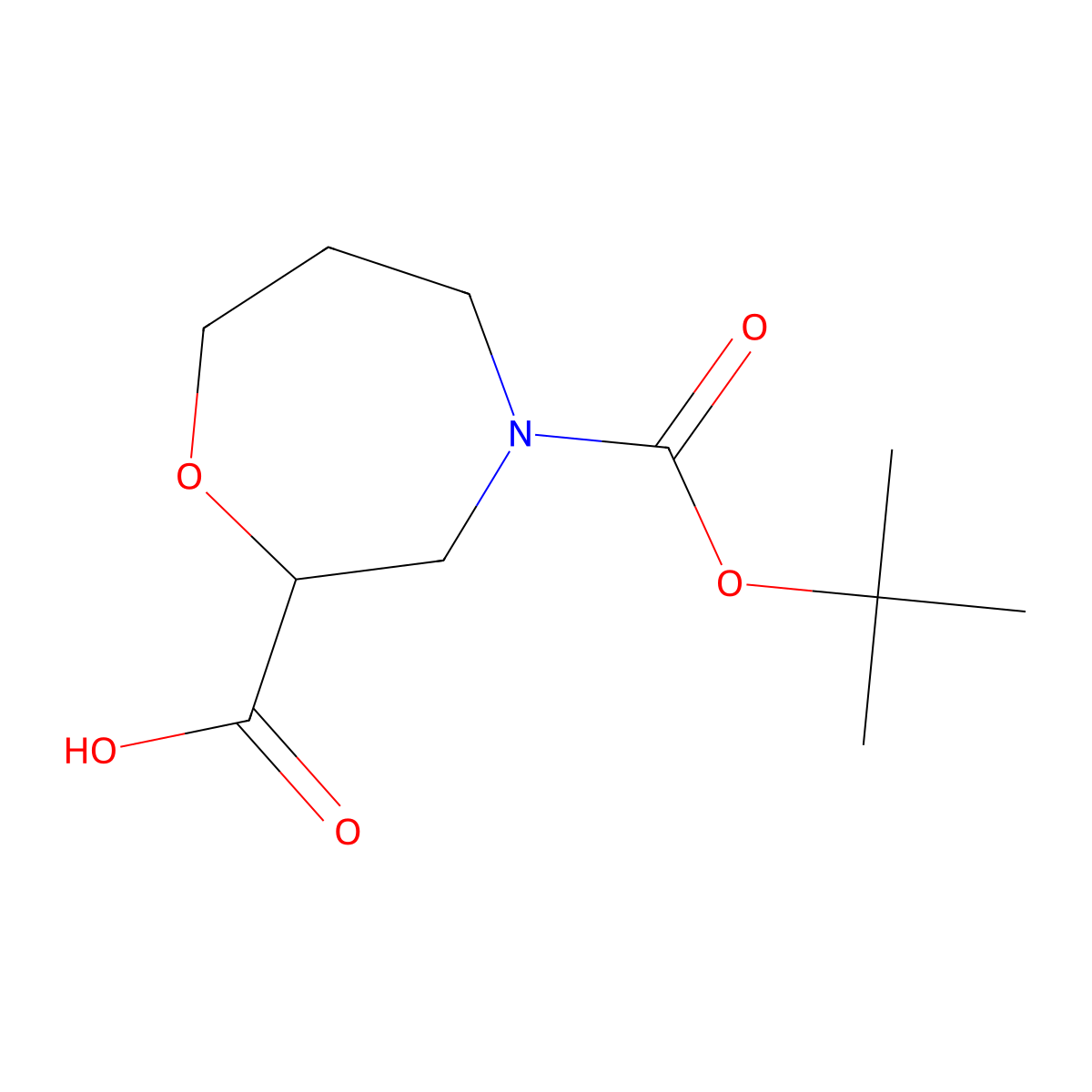 4-((Tert-butoxy)carbonyl)-1,4-oxazepane-2-carboxylic acid molecular structure, CAS 1141669-61-5