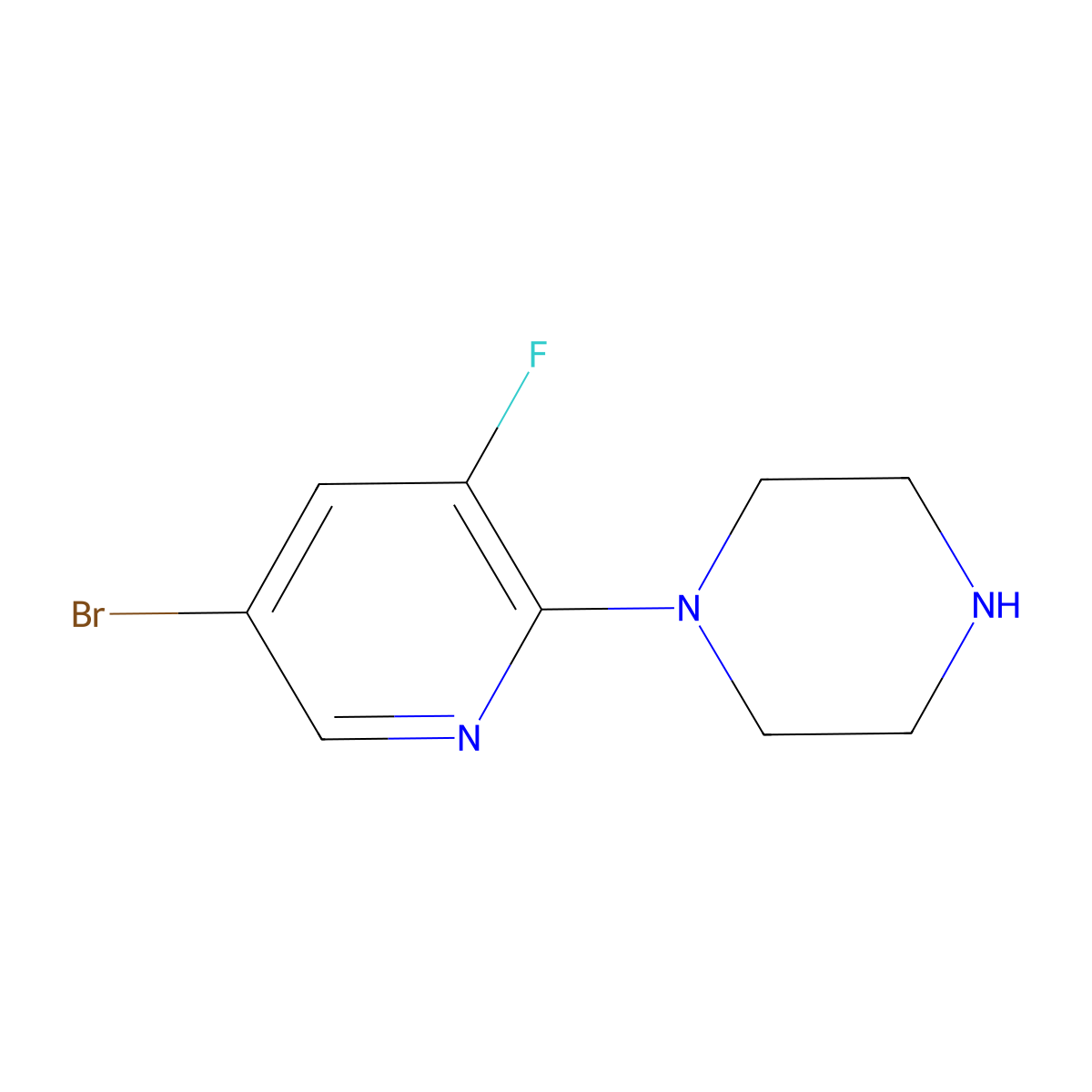 1-(5-Bromo-3-fluoropyridin-2-YL)piperazine molecular structure, CAS 1141669-85-3