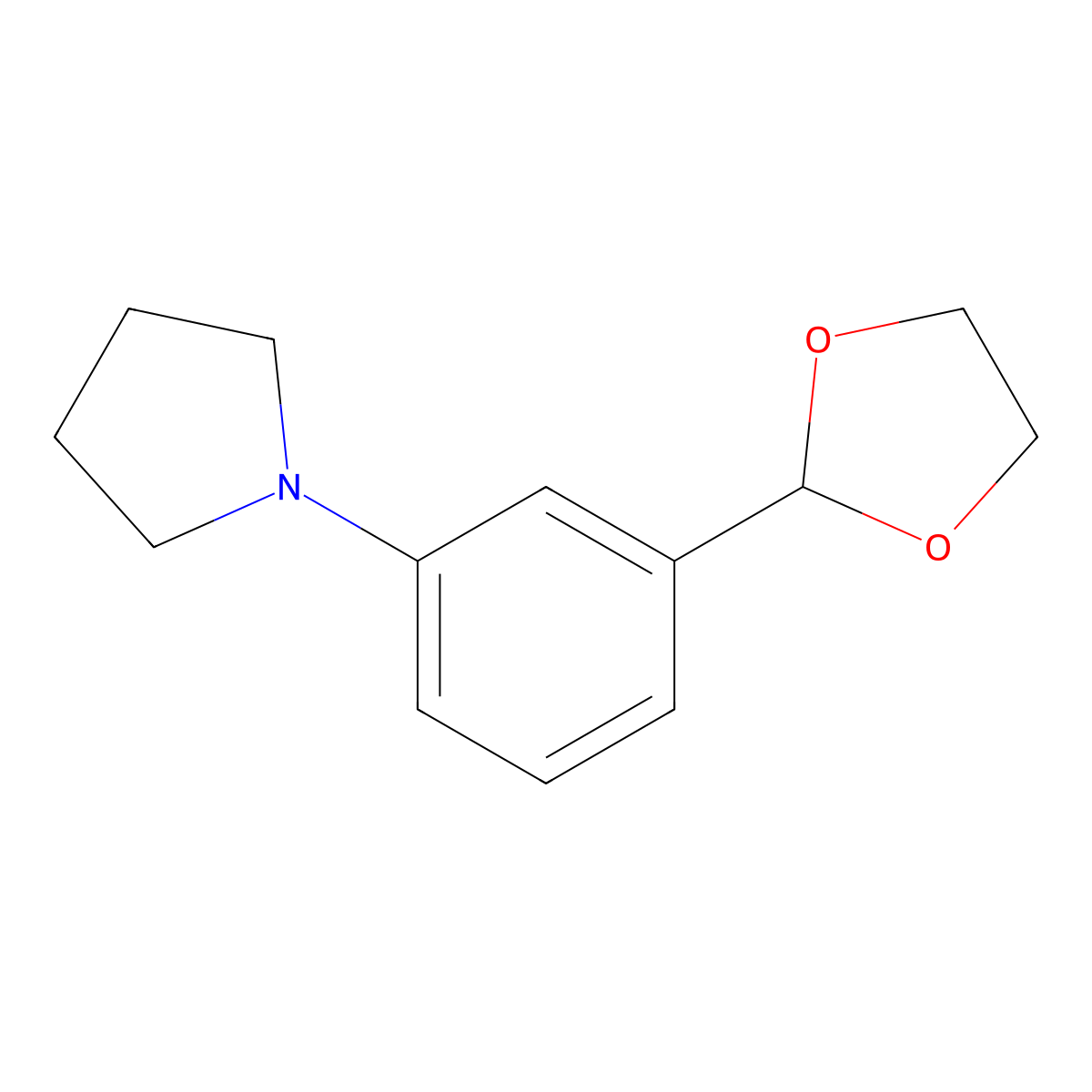 2-(3-Pyrrolidinophenyl)-1,3-dioxolane molecular structure, CAS 1141669-90-0