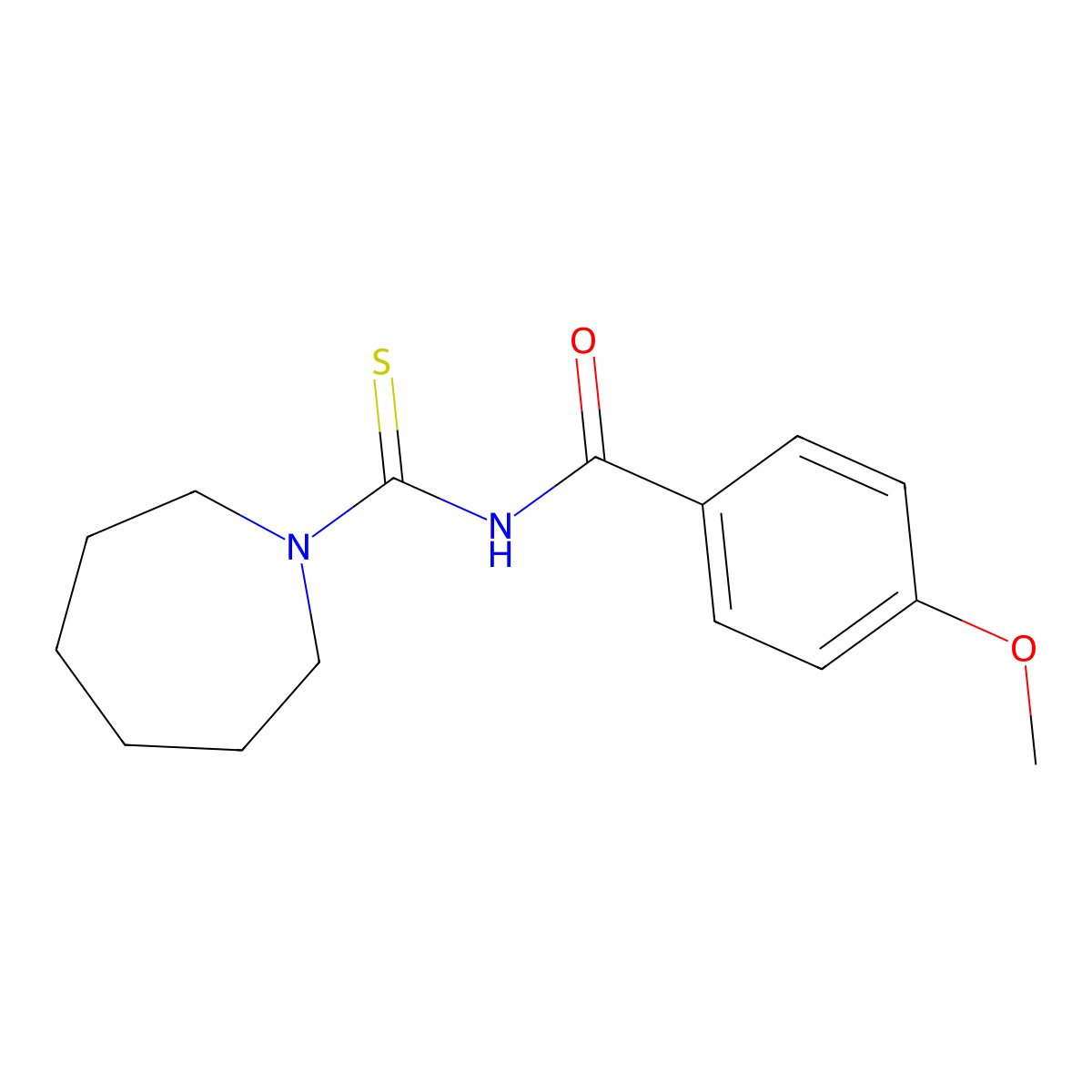 Benzamide, N-[(hexahydro-1H-azepin-1-yl)thioxomethyl]-4-methoxy- molecular structure, CAS 114171-16-3