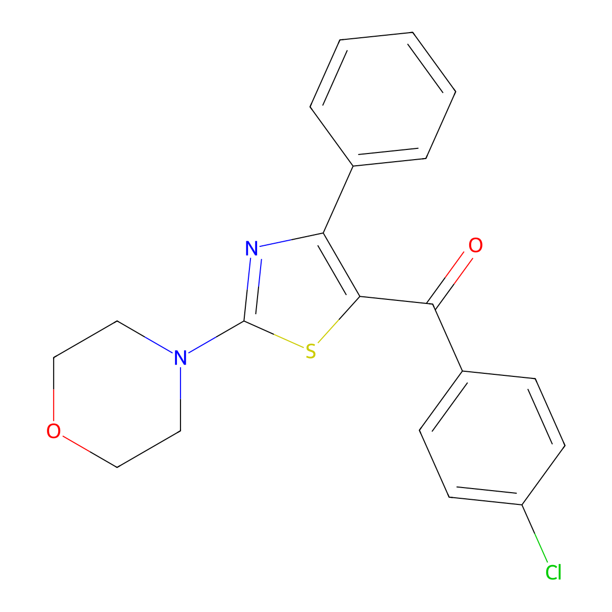 (4-Chloro-phenyl)-(2-morpholin-4-yl-4-phenyl-thiazol-5-yl)-methanone molecular structure, CAS 114171-36-7