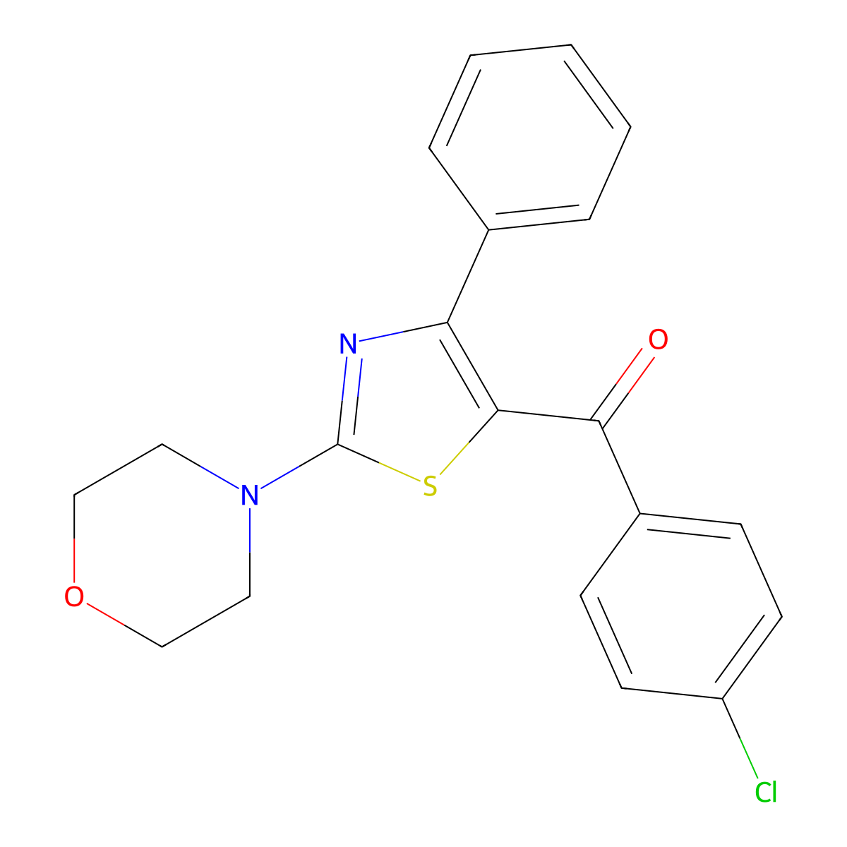 (4-Chloro-phenyl)-(2-morpholin-4-yl-4-phenyl-thiazol-5-yl)-methanone molecular structure, CAS 114171-36-7