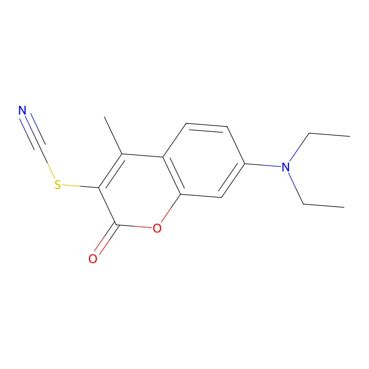 Coumarin, 3-thiocyano-4-methyl-7-(N,N-diethylamino)- molecular structure, CAS 114171-77-6