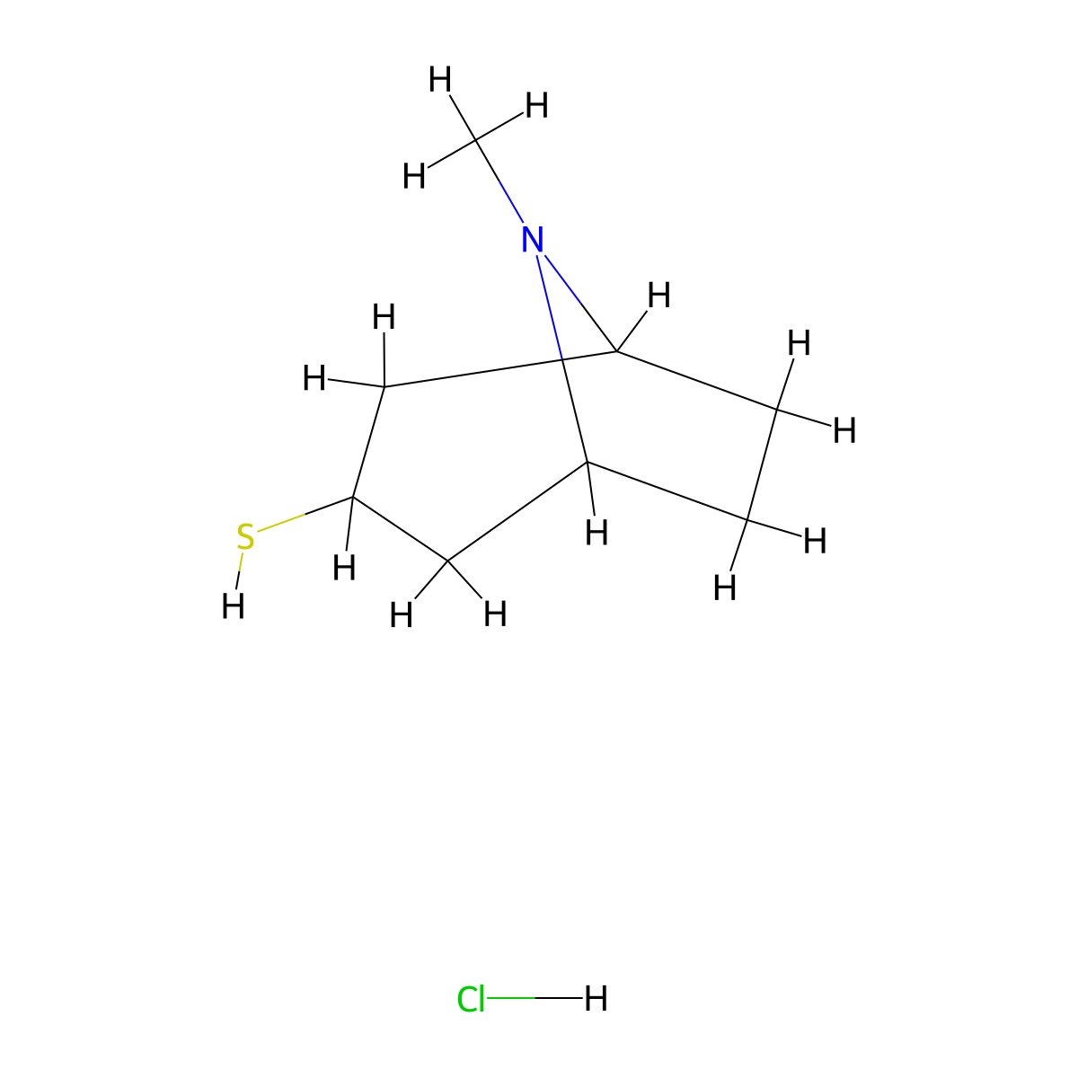 8-Methyl-8-azabicyclo[3.2.1]octane-3-thiol hydrochloride molecular structure, CAS 1141886-66-9