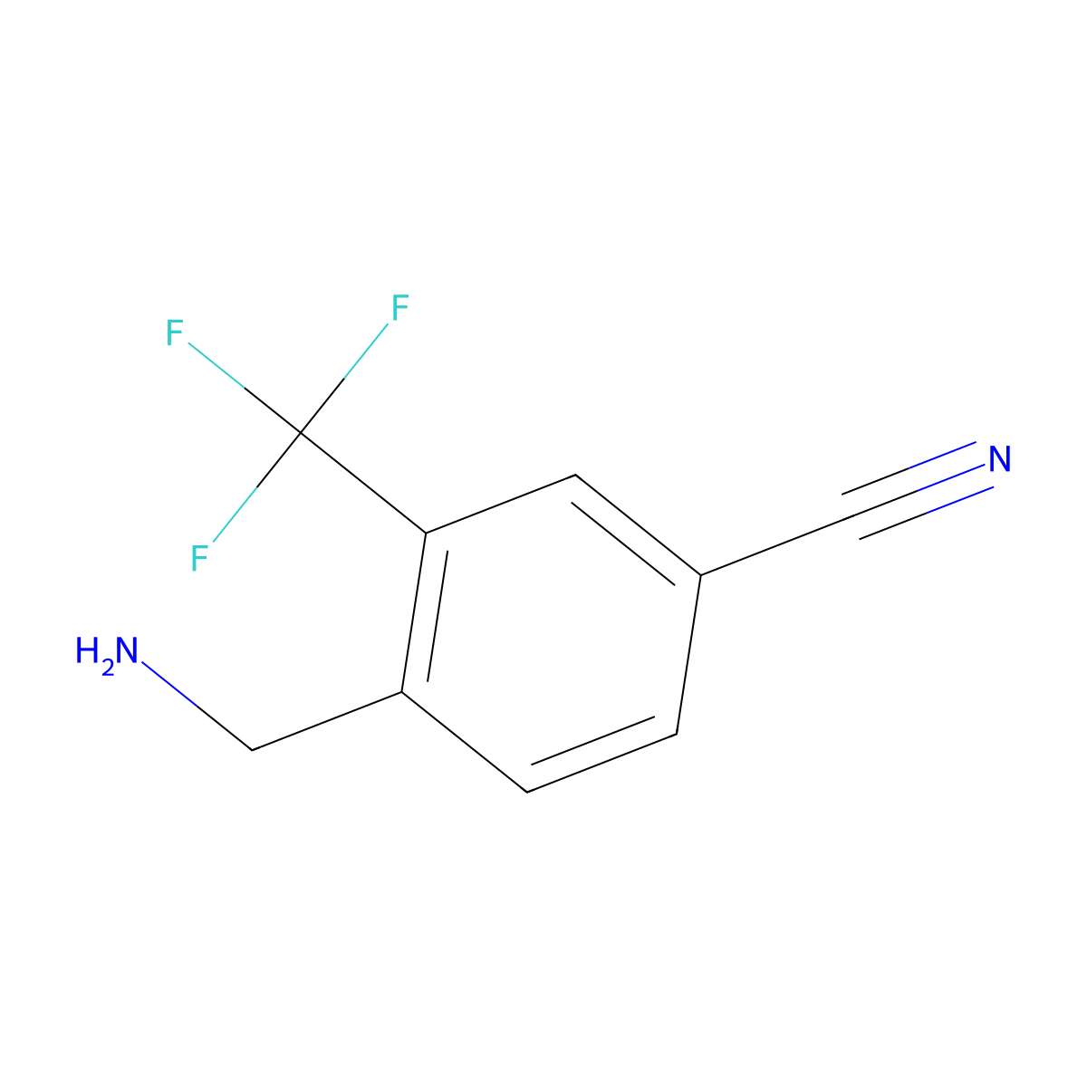 4-(Aminomethyl)-3-(trifluoromethyl)benzonitrile molecular structure, CAS 1141894-75-8