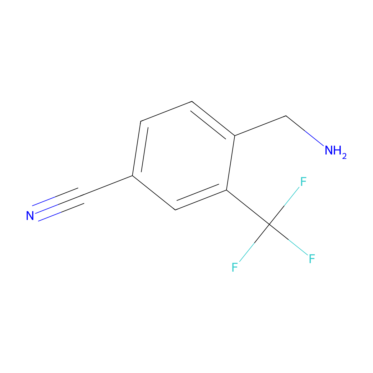 4-(Aminomethyl)-3-(trifluoromethyl)benzonitrile molecular structure, CAS 1141894-75-8