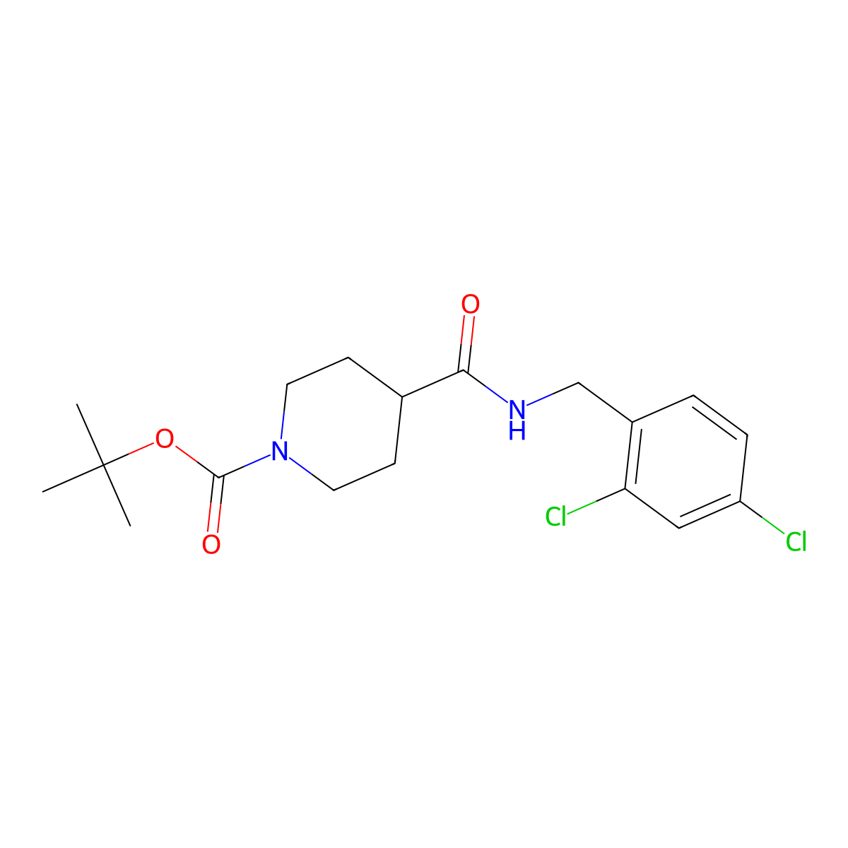 tert-Butyl 4-((2,4-dichlorobenzyl)carbamoyl)piperidine-1-carboxylate molecular structure, CAS 1141894-77-0
