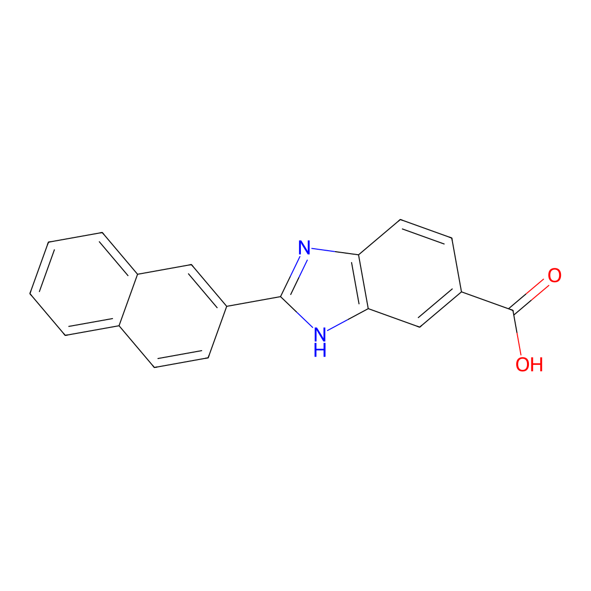 2-(naphthalen-2-yl)-1H-1,3-benzodiazole-5-carboxylic acid molecular structure, CAS 1141931-60-3