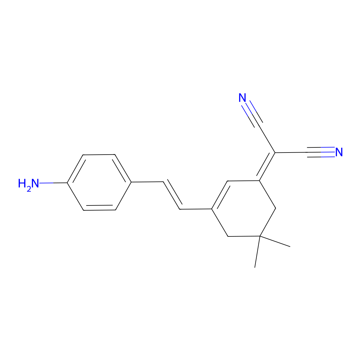 (E)-2-(3-(4-aminostyryl)-5,5-dimethylcyclohex-2-en-1-ylidene)malononitrile molecular structure, CAS 1141947-54-7