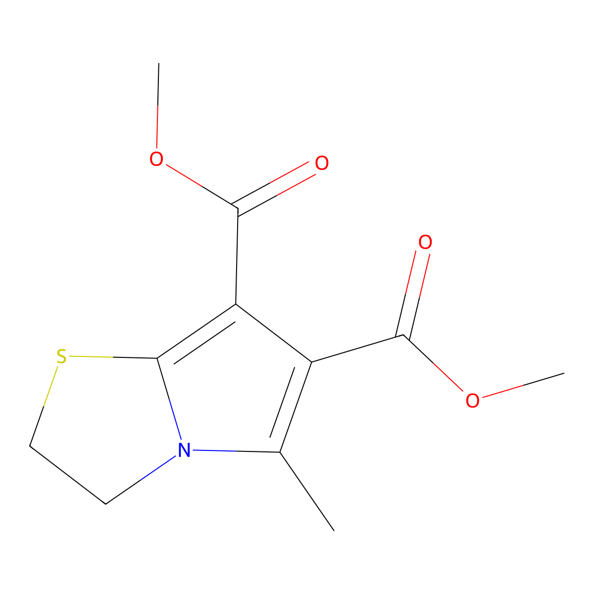 Dimethyl 5-methyl-2,3-dihydropyrrolo[2,1-b][1,3]thiazole-6,7-dicarboxylate molecular structure, CAS 114199-26-7