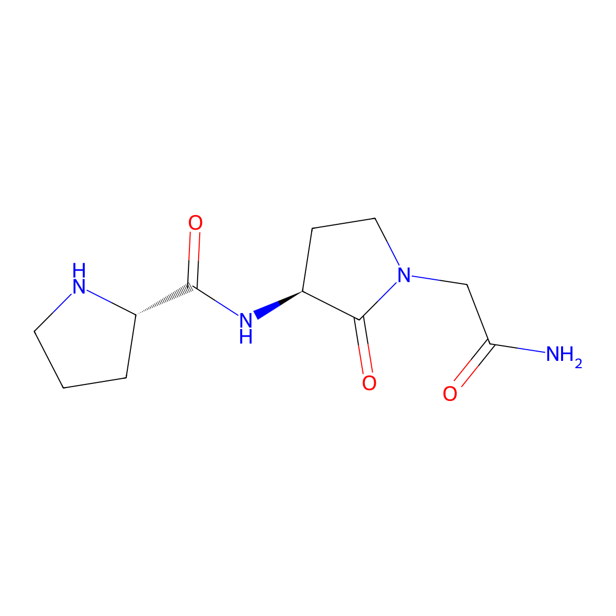 3-(N-prolylamine)-2-oxo-1-pyrrolidineacetamide molecular structure, CAS 114200-31-6