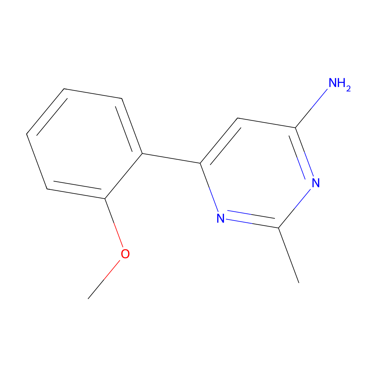 6-(2-Methoxyphenyl)-2-methylpyrimidin-4-amine molecular structure, CAS 1142005-61-5