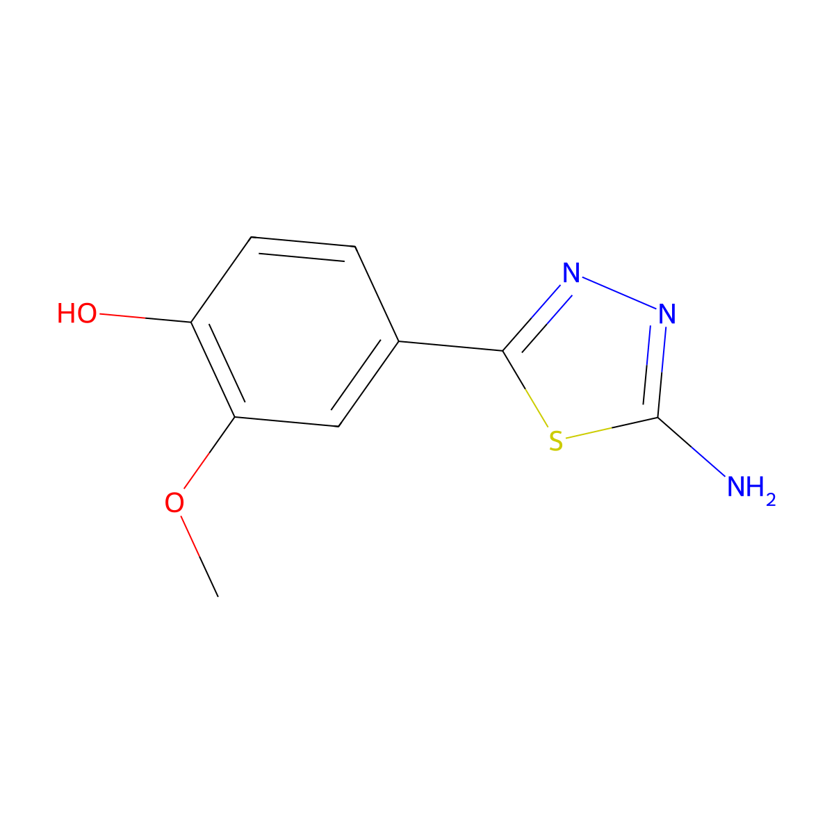 4-(5-Amino-1,3,4-thiadiazol-2-yl)-2-methoxyphenol molecular structure, CAS 114204-62-5