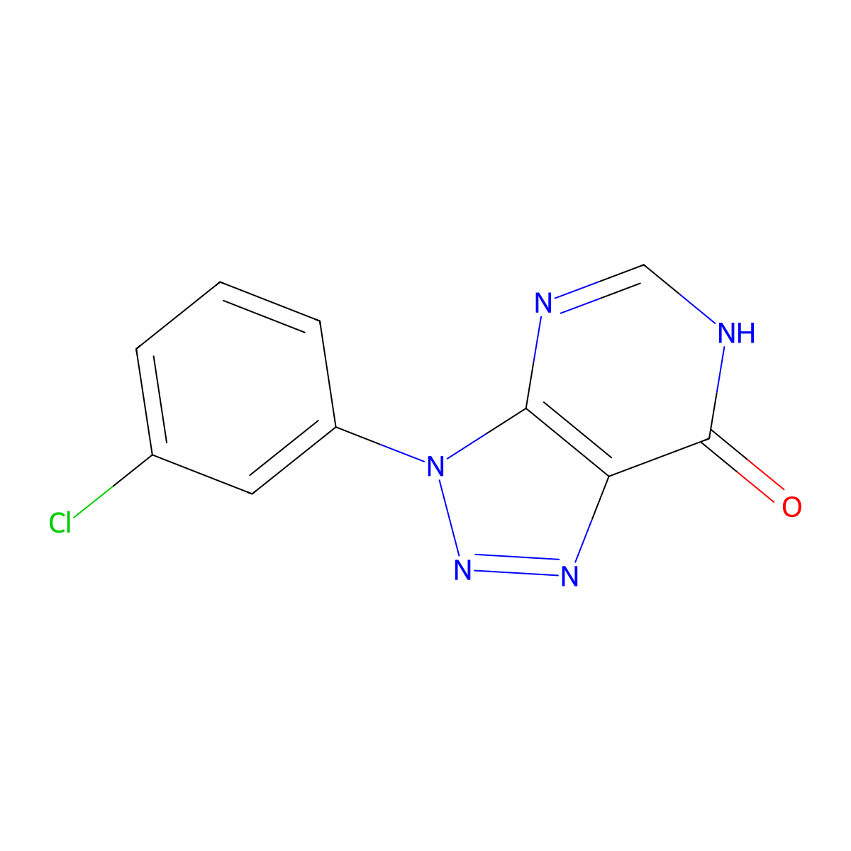 3-(3-chlorophenyl)-3,6-dihydro-7H-[1,2,3]triazolo[4,5-d]pyrimidin-7-one molecular structure, CAS 114205-04-8