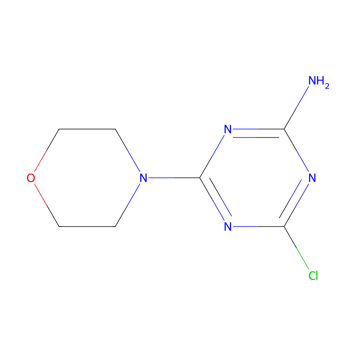 4-Chloro-6-(morpholin-4-yl)-1,3,5-triazin-2-amine molecular structure, CAS 114209-49-3