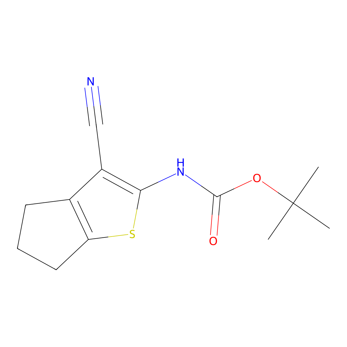 tert-Butyl N-{3-cyano-4H,5H,6H-cyclopenta[b]thiophen-2-yl}carbamate molecular structure, CAS 114209-94-8