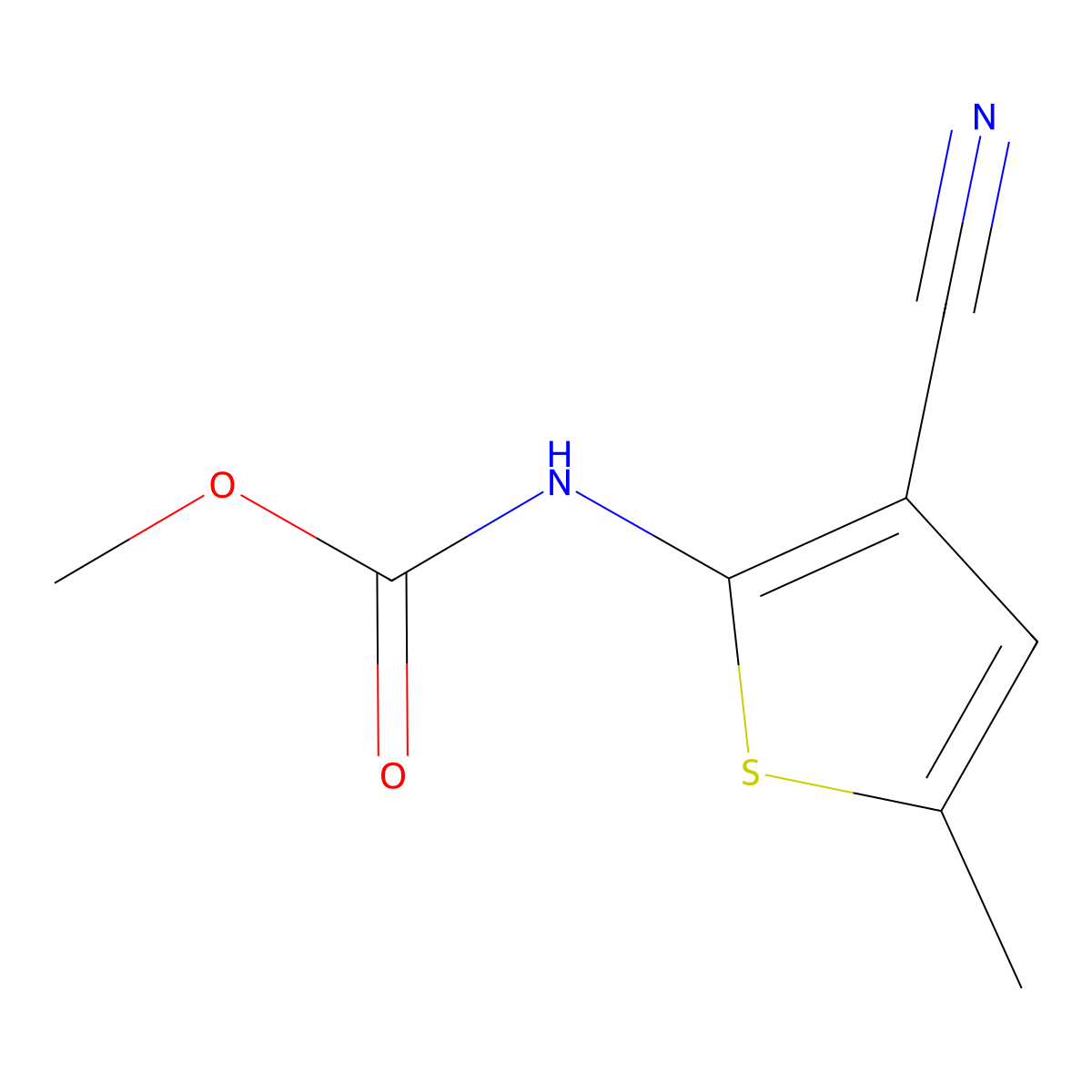 Methyl (3-cyano-5-methylthiophen-2-yl)carbamate molecular structure, CAS 114210-19-4